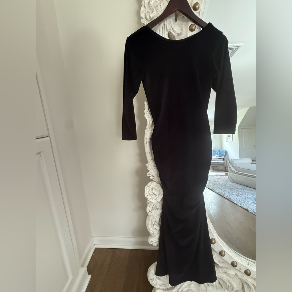 James Perse Black Bodycon Dress 3/4 Sleeve Crew Neck